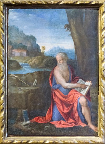 Sint Hiëronymus in de woestijn door Benvenuto Tisi da Garofalo