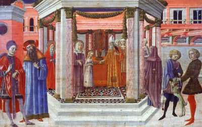 Presentatie van Maria in de Tempel (detail) door Benvenuto di Giovanni