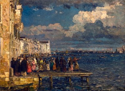 Voorbereiding van Festa del Redentore in Venetië (schilderij door Beppe Ciardi, 1910-1915) door Beppe Ciardi