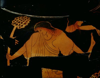 Attische roodfigurige stamnos versierd met een scène van een maenade die Pentheus verscheurt in een Dionysische offer, gevonden in Cerveteri, c.490-480 v.Chr. (keramiek) door Berlin Painter