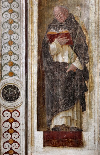 Voorstelling van Sint Dominicus van Guzmán (ca. 1170-1221) (Sint Dominicus) Fresco door Bernardino Butinone (1435-1507) 1482-1486 Basiliek van Santa Maria delle Grazie Milaan Italië door Bernadino Jacobi Butinone