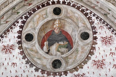 Voorstelling van een Dominicaanse paus (Innocentius V of Benedictus XI) Fresco door Bernardino Zenale en Bernardino Butinone door Bernadino and Zenale B.  Butinone
