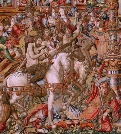 Schande (La Infamia). Zesde wandtapijt in de serie. Ca 1550. door Bernaert van (circle of) Orley