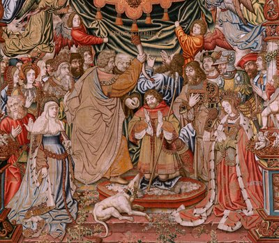 Vlaams wandtapijt. Serie De Eerbewijzen; Adel. Vierde wandtapijt in de serie. door Bernaert van (circle of) Orley