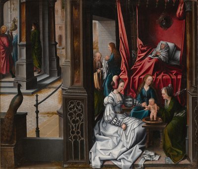 De geboorte en naamgeving van Sint Johannes de Doper door Bernard van Orley