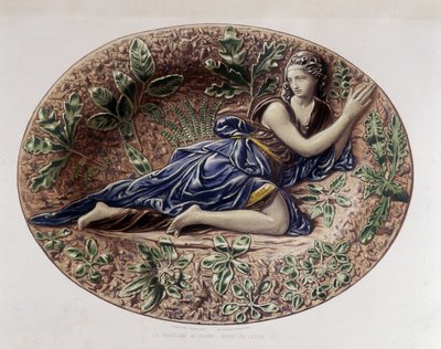 Madeleine in de woestijn - Keramische plaat, in "The work of Bernard Palissy" door C. Delange en C. Borneman, Parijs door Bernard (after) Palissy