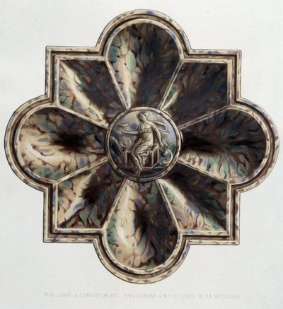 Plate jaspé met compartimenten - Plate keramiek, in "The work of Bernard Palissy" door C. Delange en C. Borneman, Parijs door Bernard (after) Palissy
