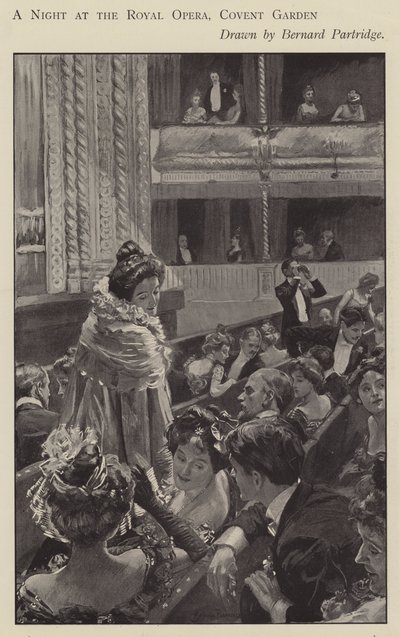 Een nacht in de Koninklijke Opera, Covent Garden, Londen (litho) door Bernard (after) Partridge