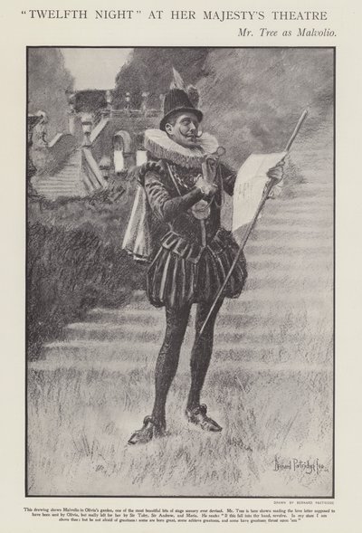 Herbert Beerbohm Tree als Malvolio in een productie van Shakespeare