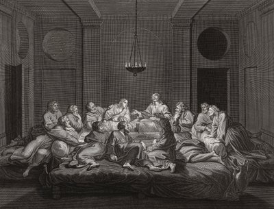 Jezus Christus en apostelen bij het Laatste Avondmaal door Bernard (after) Picart