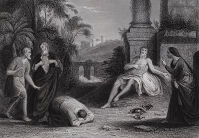"De Heer gaf en de Heer heeft genomen, gezegend zij de naam van de Heer" door Bernard (after) Picart