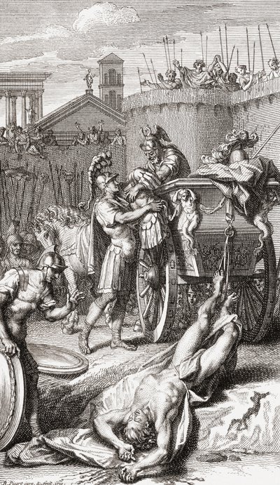 De dood van Achilles. (afdruk) door Bernard (after) Picart