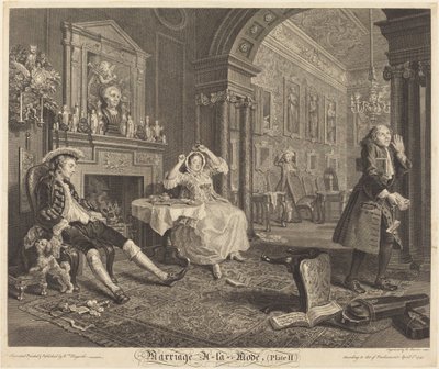 Huwelijk à la Mode: pl. 2 door Bernard Baron after William Hogarth