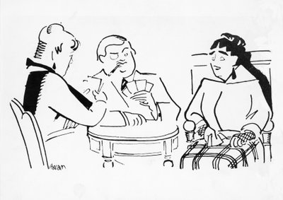Kaartspel, illustratie voor Cheri, roman door Sidonie-Gabrielle Colette (1873-1954) door Bernard Becan