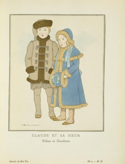 Claude en zijn zus - Pelisse en Douilette door Bernard Boutet de Monvel