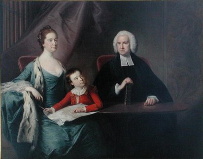 Portret van ds. John Fountayne van Melton-on-the-Hill, zijn Vrouw Ann en hun Zoon Thomas, begin 1760s door Bernard Downes