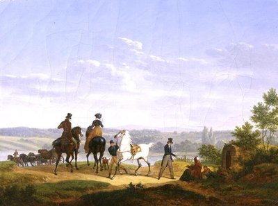 Landschap met Figuren en Paarden door Bernard Edouard Swebach