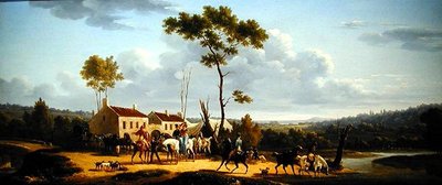 Reizigers te paard in een landschap door Bernard Edouard Swebach
