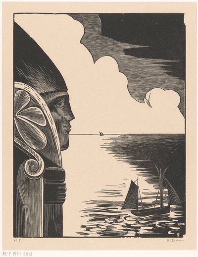 Beeld van Sint Nicolaas bij de haven van Tréboul door Bernard Essers (signed by artist)