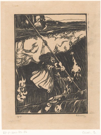 Cuchulainn vechtend tegen de branding door Bernard Essers (signed by artist)