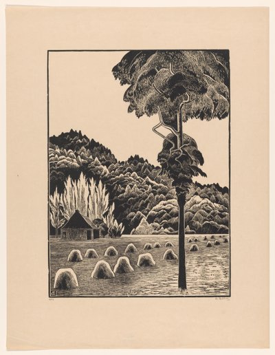 Duinlandschap met hooioppers door Bernard Essers (signed by artist)