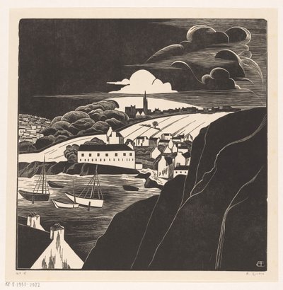 Haven bij eb door Bernard Essers (signed by artist)