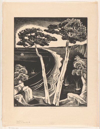 Pijnboomen (Bretonsche baai bij eb) door Bernard Essers (signed by artist)