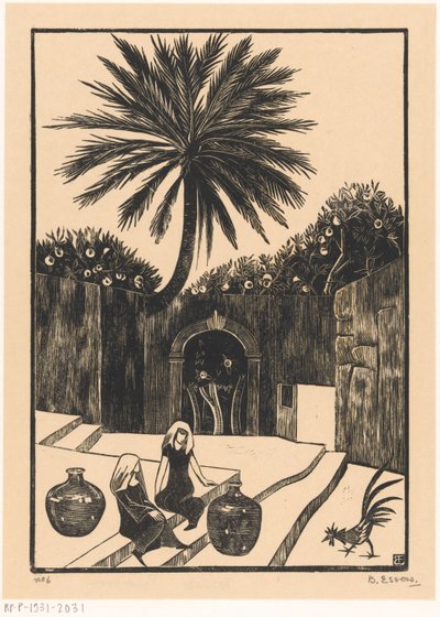 Straat met treden in Taormina op Sicilië door Bernard Essers (signed by artist)