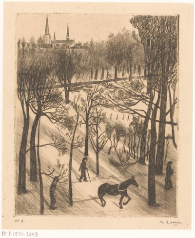 Vondelpark in de winter door Bernard Essers (signed by artist)