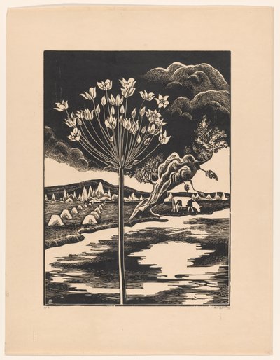 Zwanebloem in een Landschap door Bernard Essers (signed by artist)