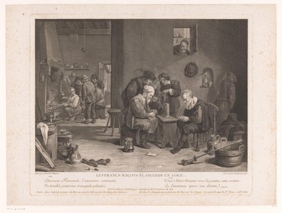 Herberginterieur met kaartspelende figuren door Bernard François Lépicié
