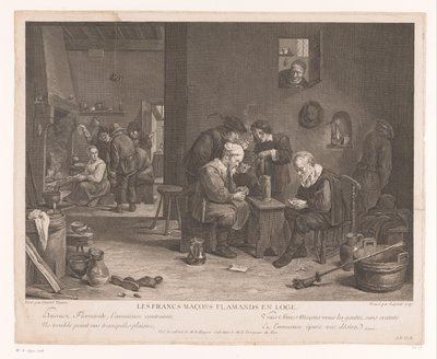 Herberginterieur met kaartspelende figuren door Bernard François Lépicié