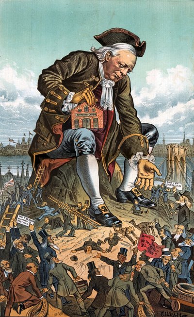 Gulliver en de Lilliputters, 1885 door Bernard Gillam