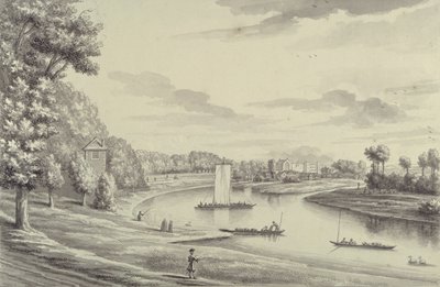 Een Westelijk Uitzicht op Hampton Court Ferry en Hampton Church in de Verte, 1731-33 door Bernard III Lens