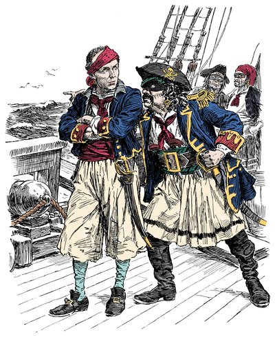 Twee Piraten Bedreigen Illustratie door Bernard Partridge (1861-1945) uit 