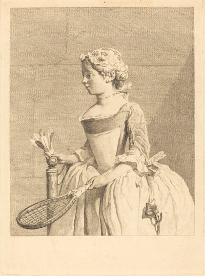 Jong meisje aan het stuur (Jong meisje met de raket) door Bernard Lépicié after Jean Siméon Chardin