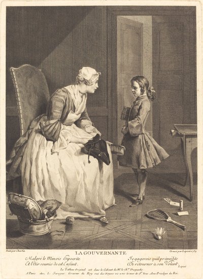 De Gouvernante door Bernard Lépicié after Jean Siméon Chardin