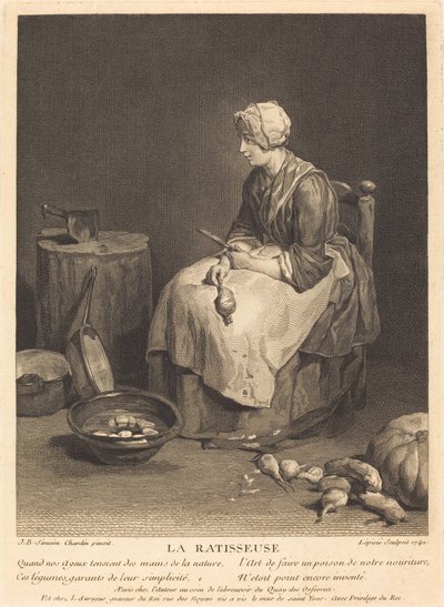 De Harkster door Bernard Lépicié after Jean Siméon Chardin