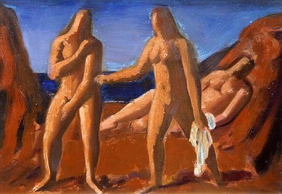 Groep baders door Bernard Meninsky