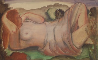 Liggend naakt in een landschap, c.1940 door Bernard Meninsky
