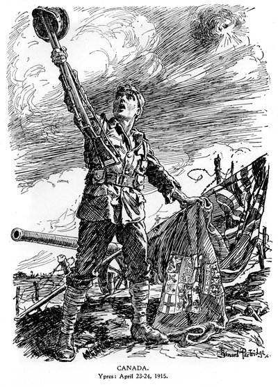 Canada, Ieper, 23-24 april 1915 door Bernard Partridge