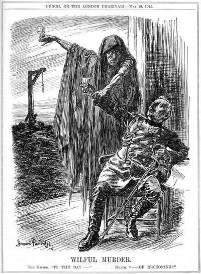 Punch cartoon over het zinken van de Lusitania, 1915 door Bernard Partridge