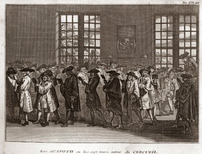 Een congregatie van Joodse rouwenden die de Acafoth uitvoeren bij een begrafenis Gravure uit Illustratie de ceremonies et customs religieuses de tous les peuples du monde door Bernard Picart (1723-1743) 1819 Privécollectie door Bernard Picart