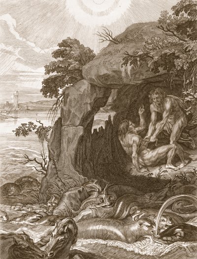 Aristeus Dwingt Proteus om zijn Orakels te Openbaren, 1731 door Bernard Picart