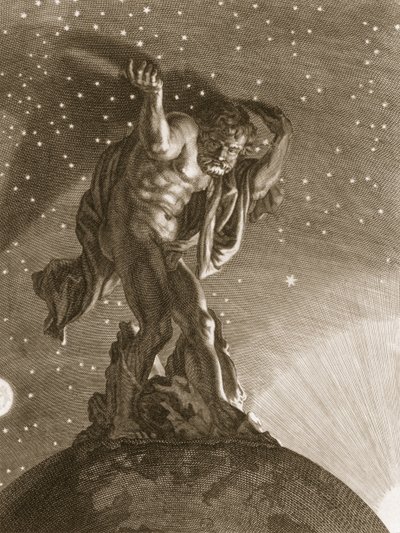 Atlas Ondersteunt de Hemel op zijn Schouders, 1731 door Bernard Picart