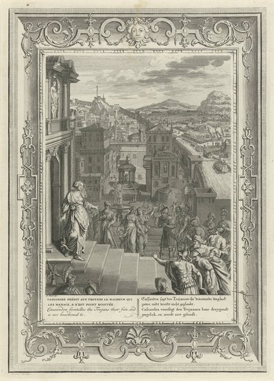 Cassandra voorspelt de val van Troje, 1731 door Bernard Picart