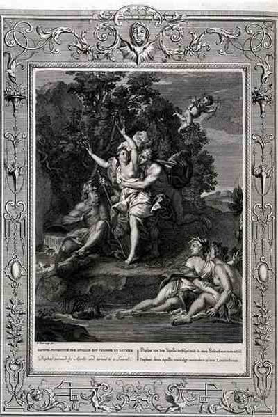Daphne achtervolgd door Apollo en veranderd in een laurierboom door Bernard Picart