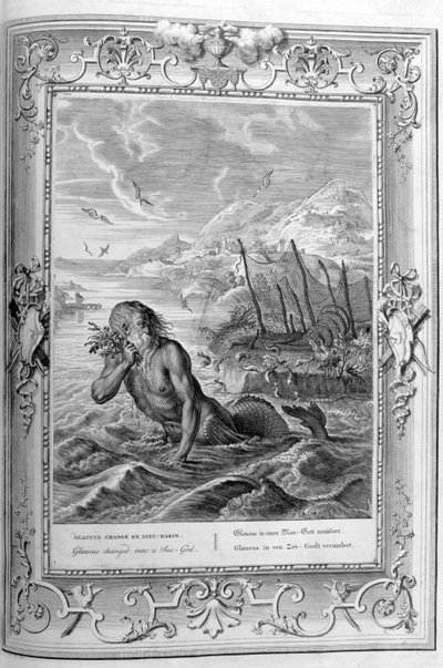 Glaucus verandert van man in zeegod door Bernard Picart