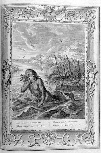 Glaucus verandert in een zeegod, 1733 door Bernard Picart