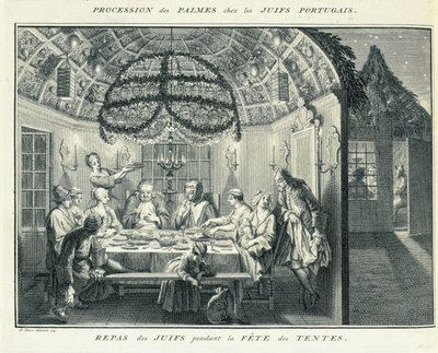 Joodse Maaltijd Tijdens het Loofhuttenfeest, illustratie uit 
